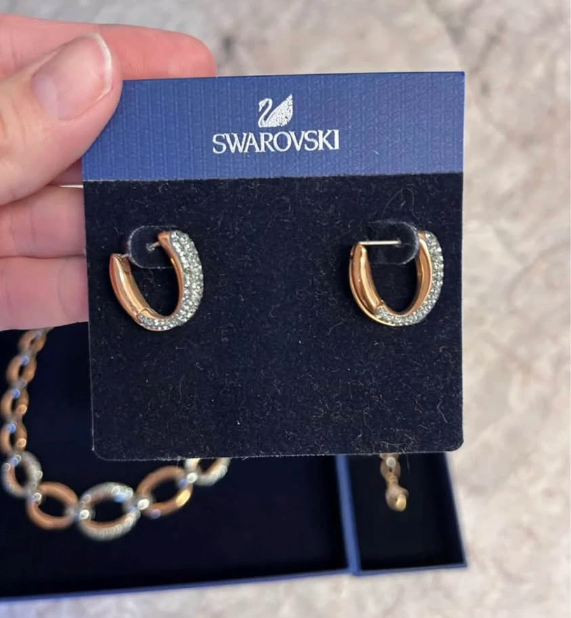 Swarovski Rose Gold Tone Crystal Bracelet and Earrings Set - photo 4