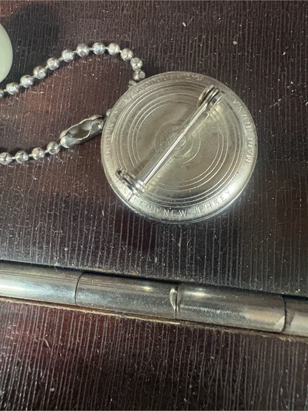 Vintage Brooch Back extended chain dance card pencil 1903