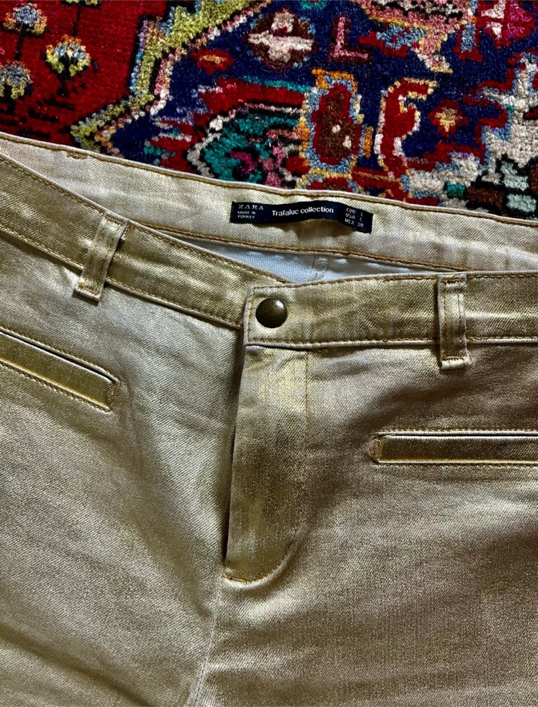 ZARA Gold Metallic Pants - photo 2