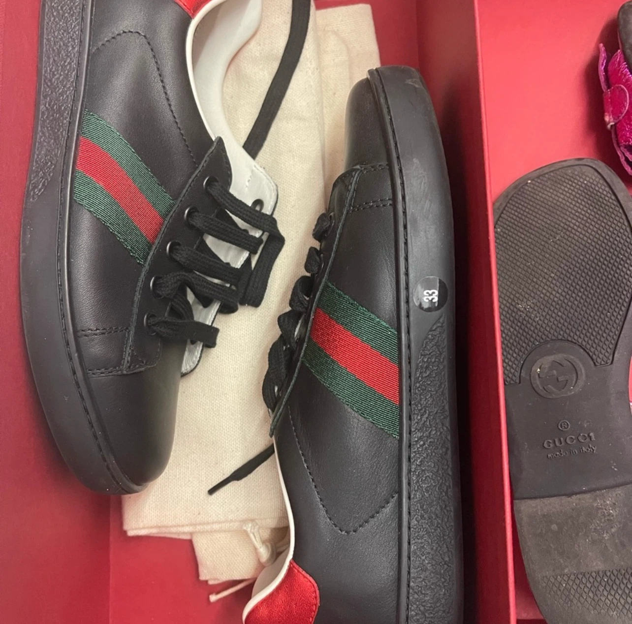 Kid’s Gucci Black Ace Sneakers - Size 33 - photo 3