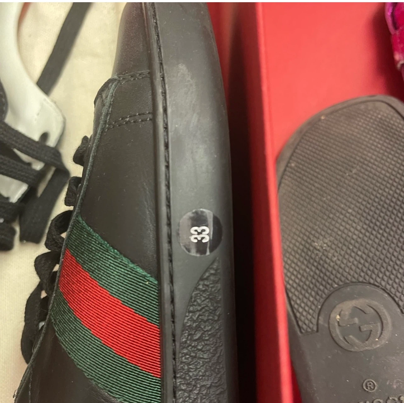 Kid’s Gucci Black Ace Sneakers - Size 33 - photo 5