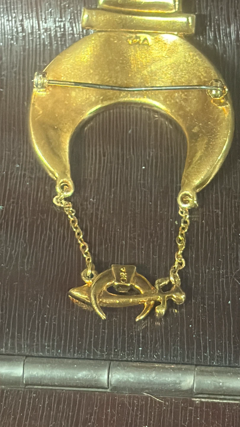 Vintage Shriners Crescent Moon Brooch with Pendant - photo 2