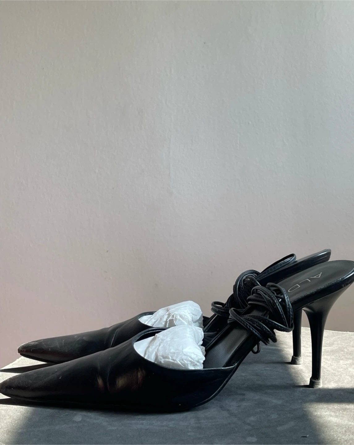 ALDO Vintage Black Pointed Toe Heeled Mules