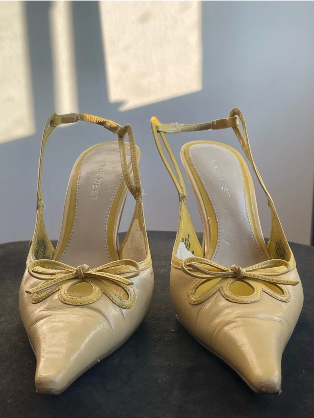 Vintage Yellow Slingback Mule Heels - photo 2