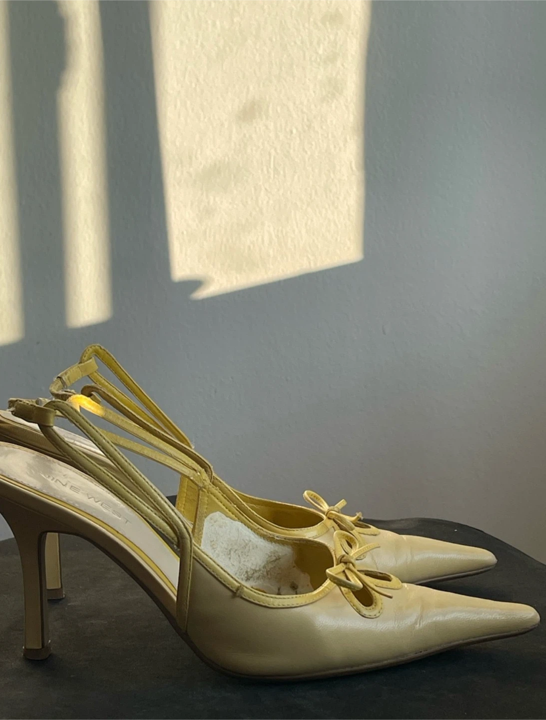 Vintage Yellow Slingback Mule Heels - photo 3