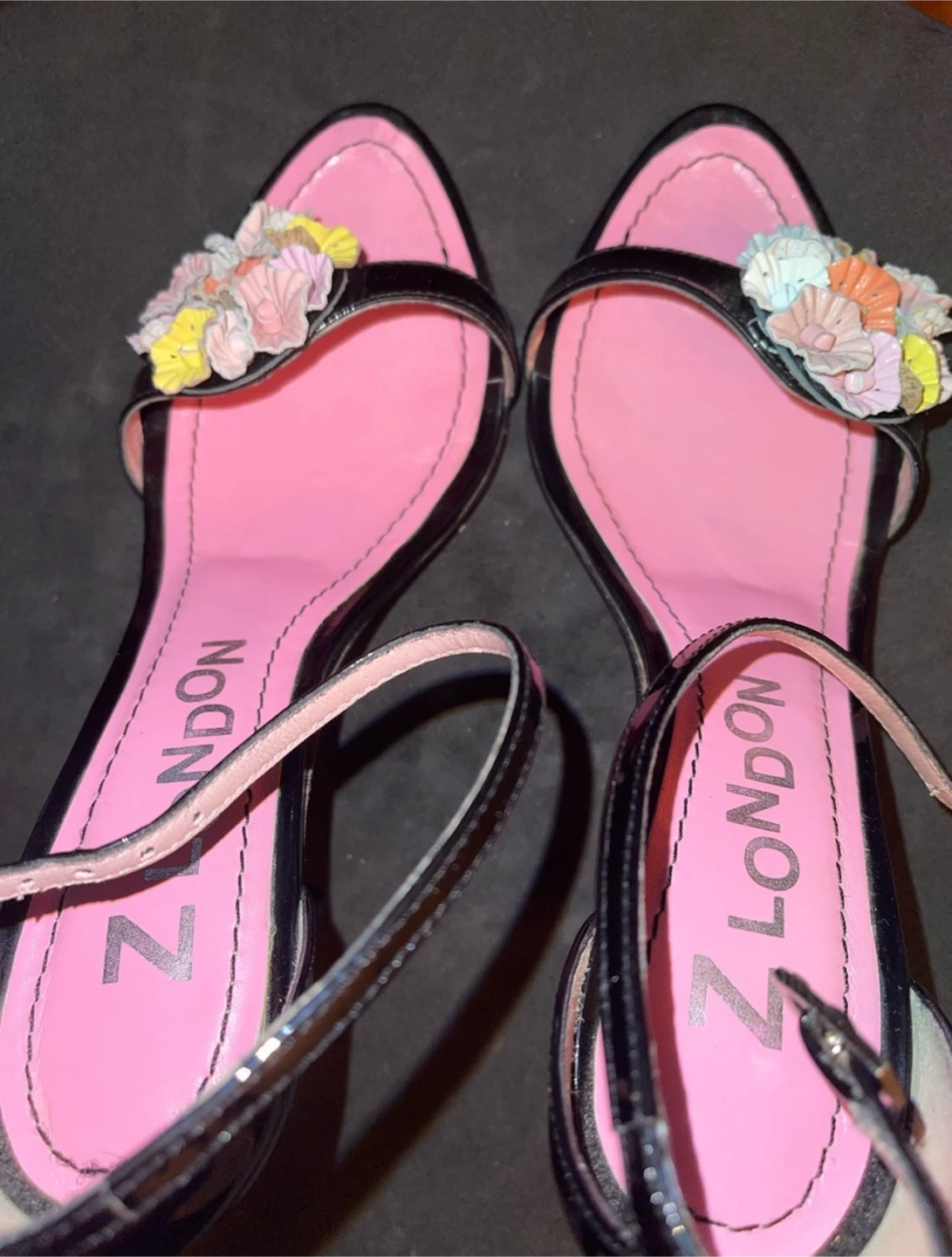 Vintage Black Patent Heels with Floral Embellishment - photo 4