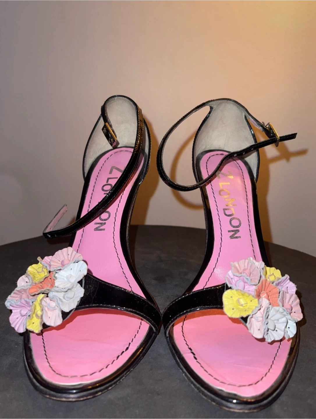 Vintage Black Patent Heels with Floral Embellishment - photo 5