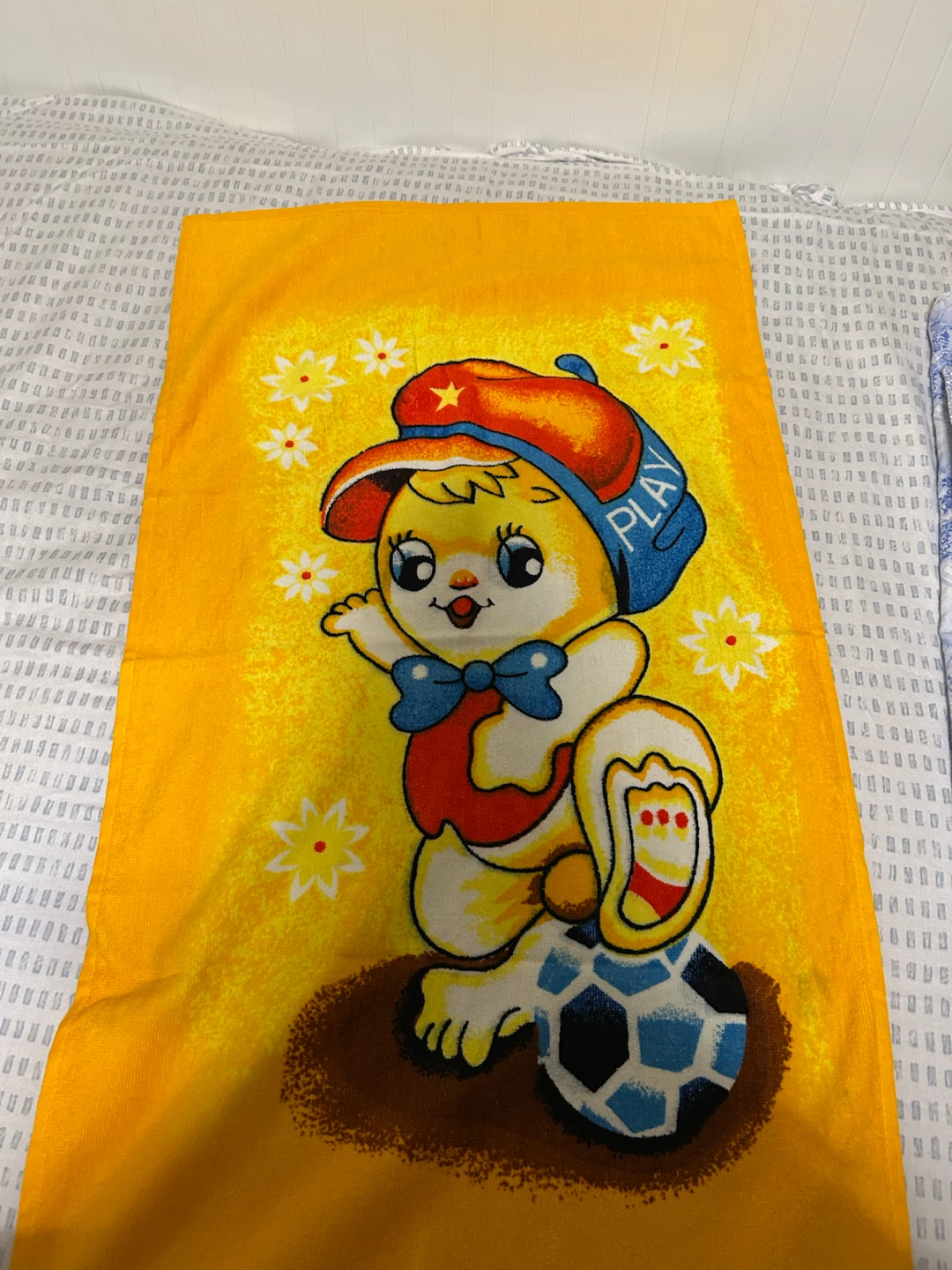 Brand new Kids Towel with Cute Character and Soccer Ball Design