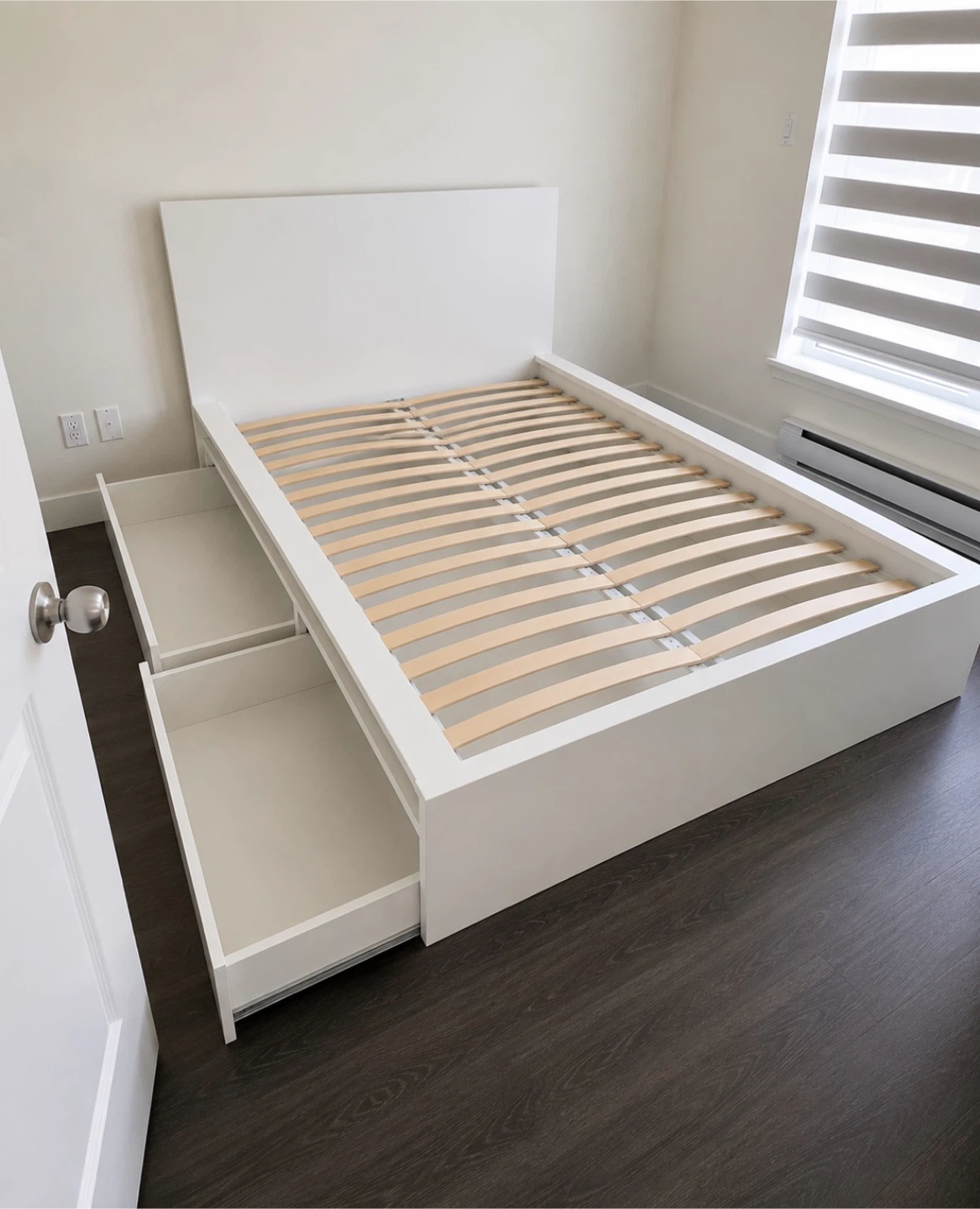 White Full Bed Frame with Storage Drawers - photo 2
