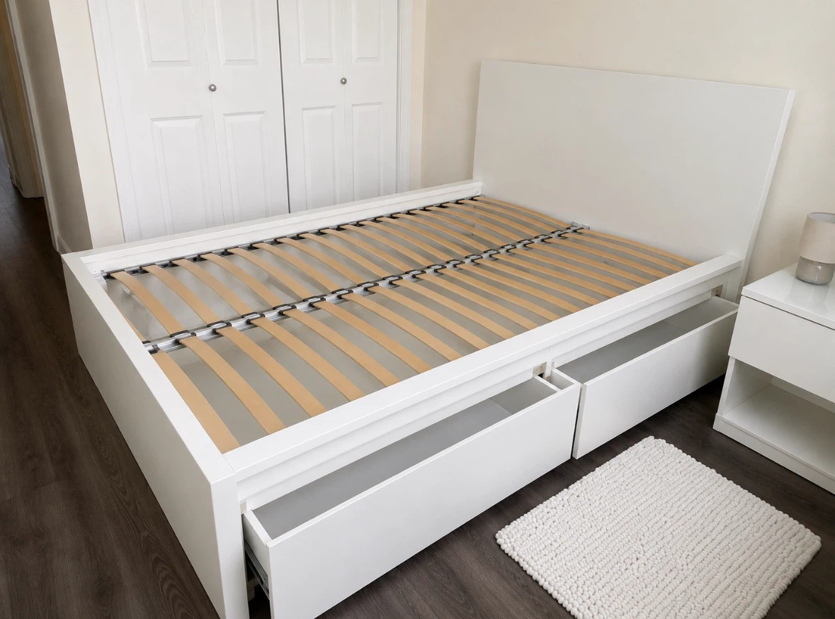 White Full Bed Frame with Storage Drawers - photo 3