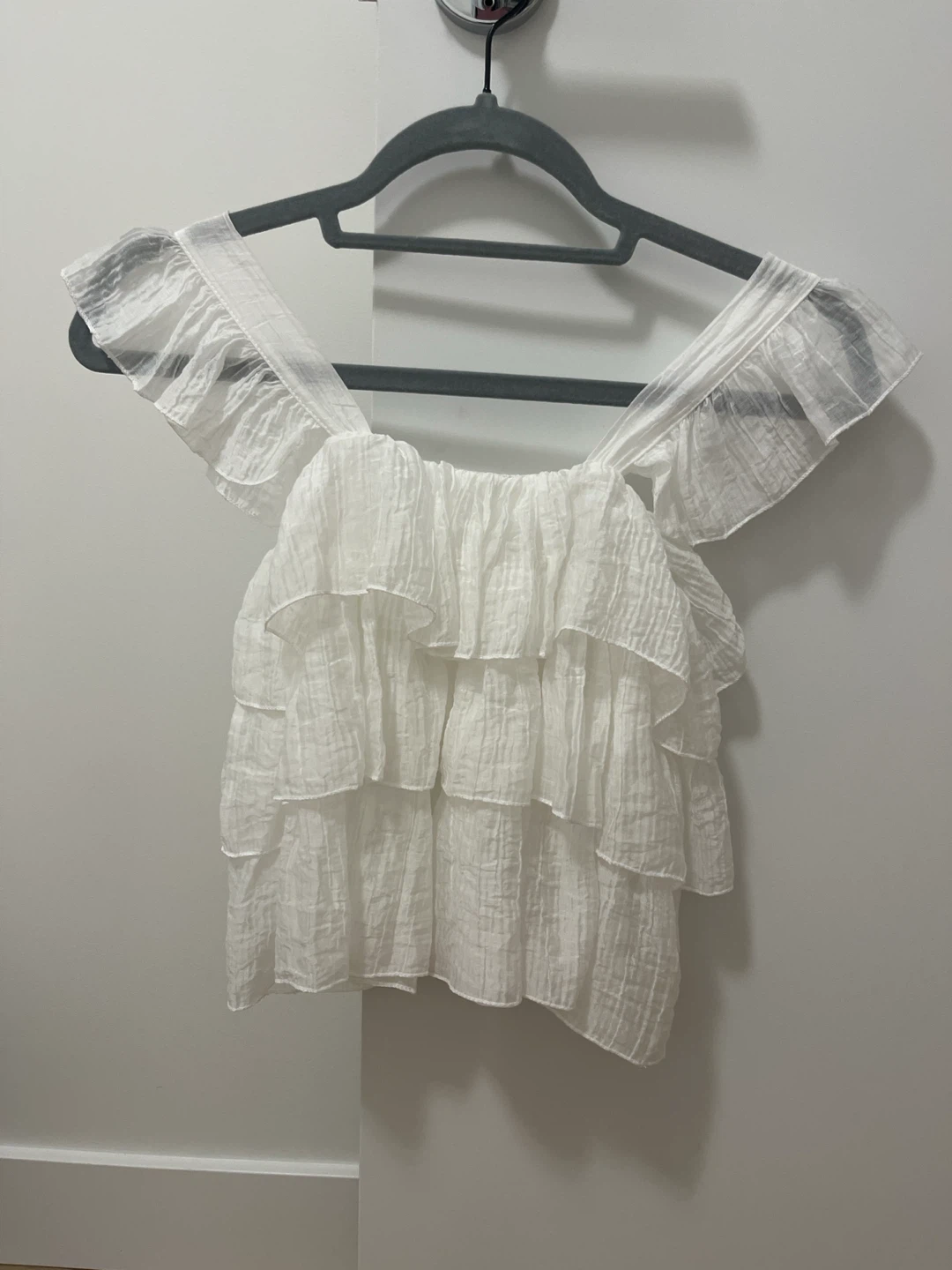 Vintage White Ruffled Tiered Top