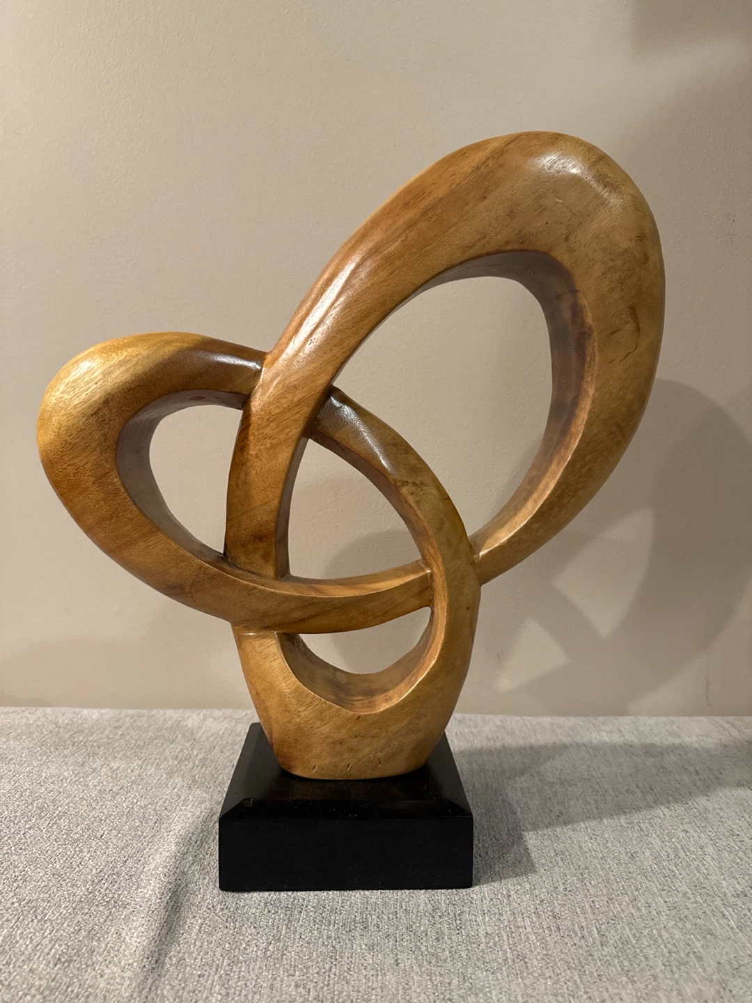 Wooden Abstract Sculpture with Black Base - photo 3