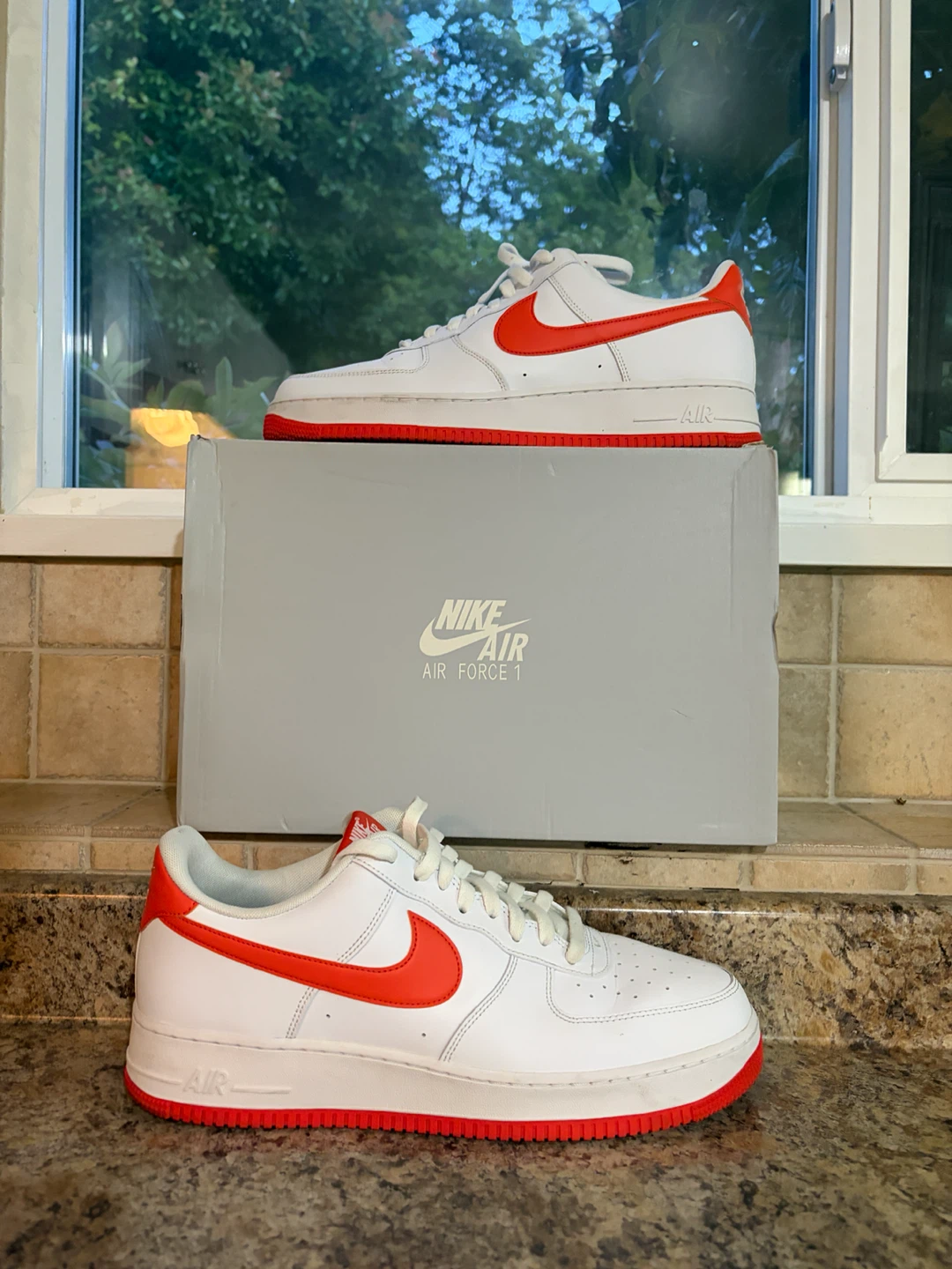 Nike Air Force 1 White/Orange Sneakers