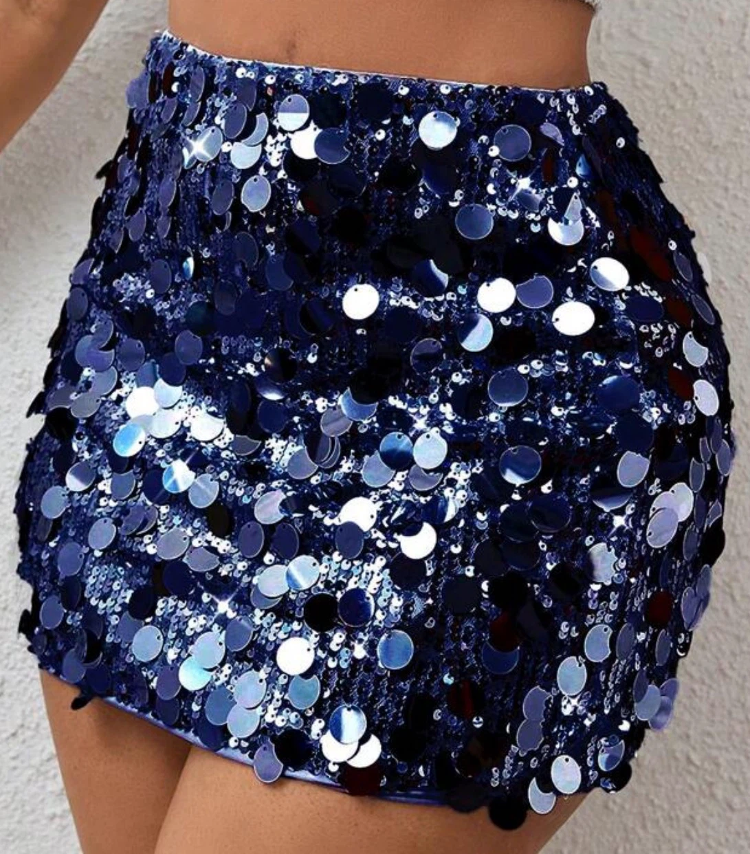 Blue Sequin Mini Skirt