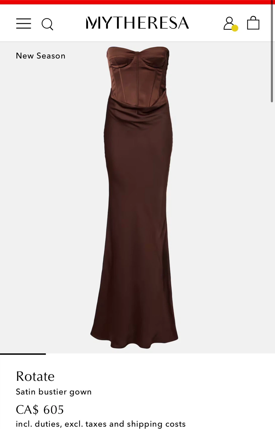 Rotate Satin Bustier Gown - Brown