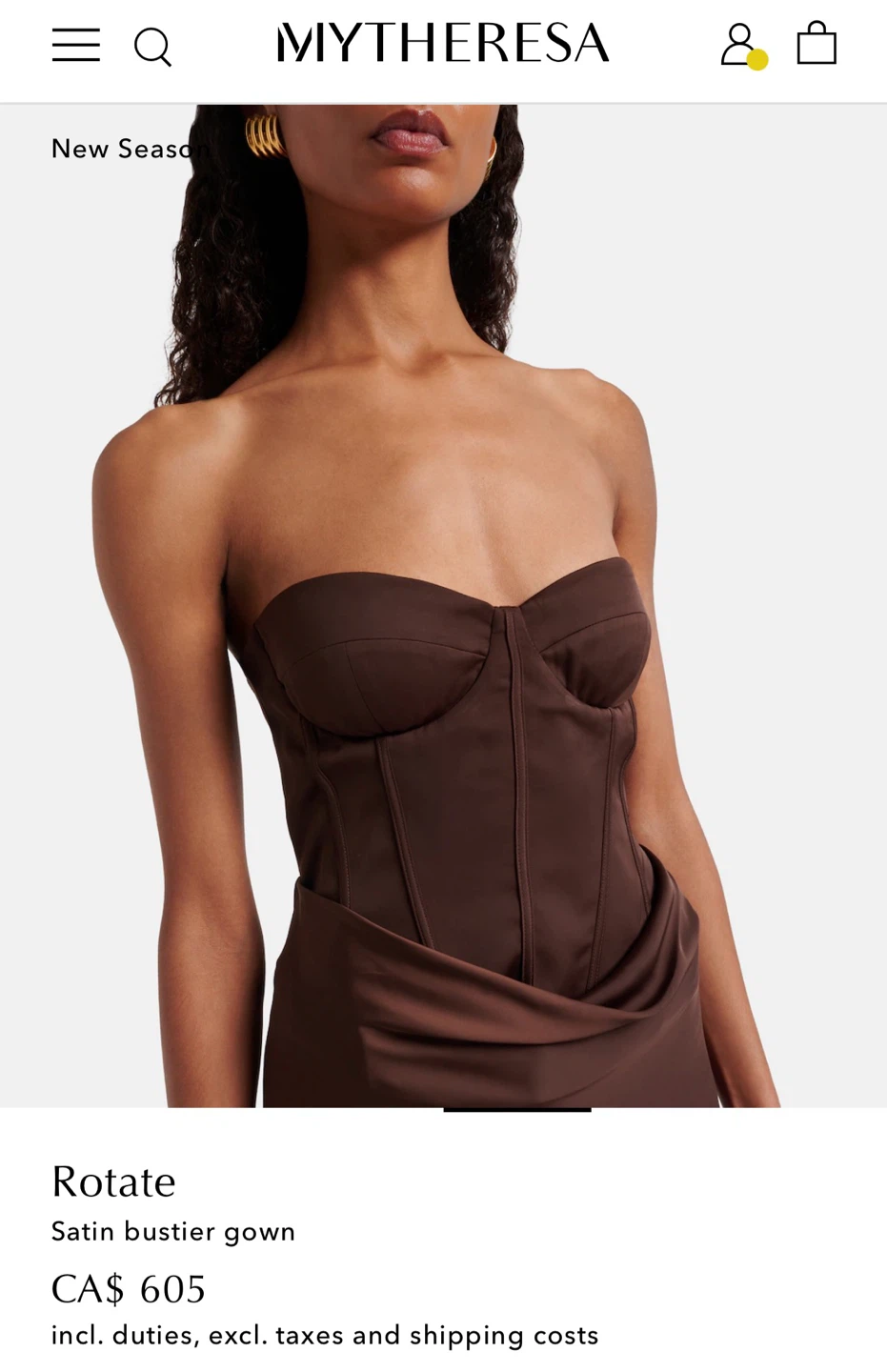 Rotate Satin Bustier Gown - Brown - photo 2