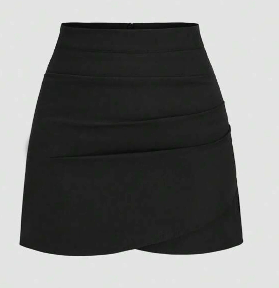 Black Mini Skirt with Wrap Detail