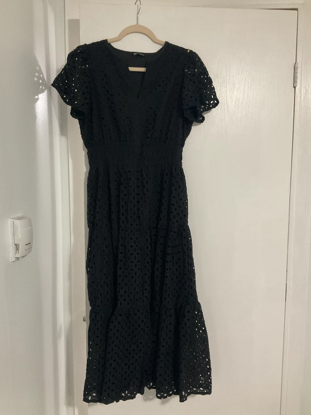 Black Eyelet Midi Dress