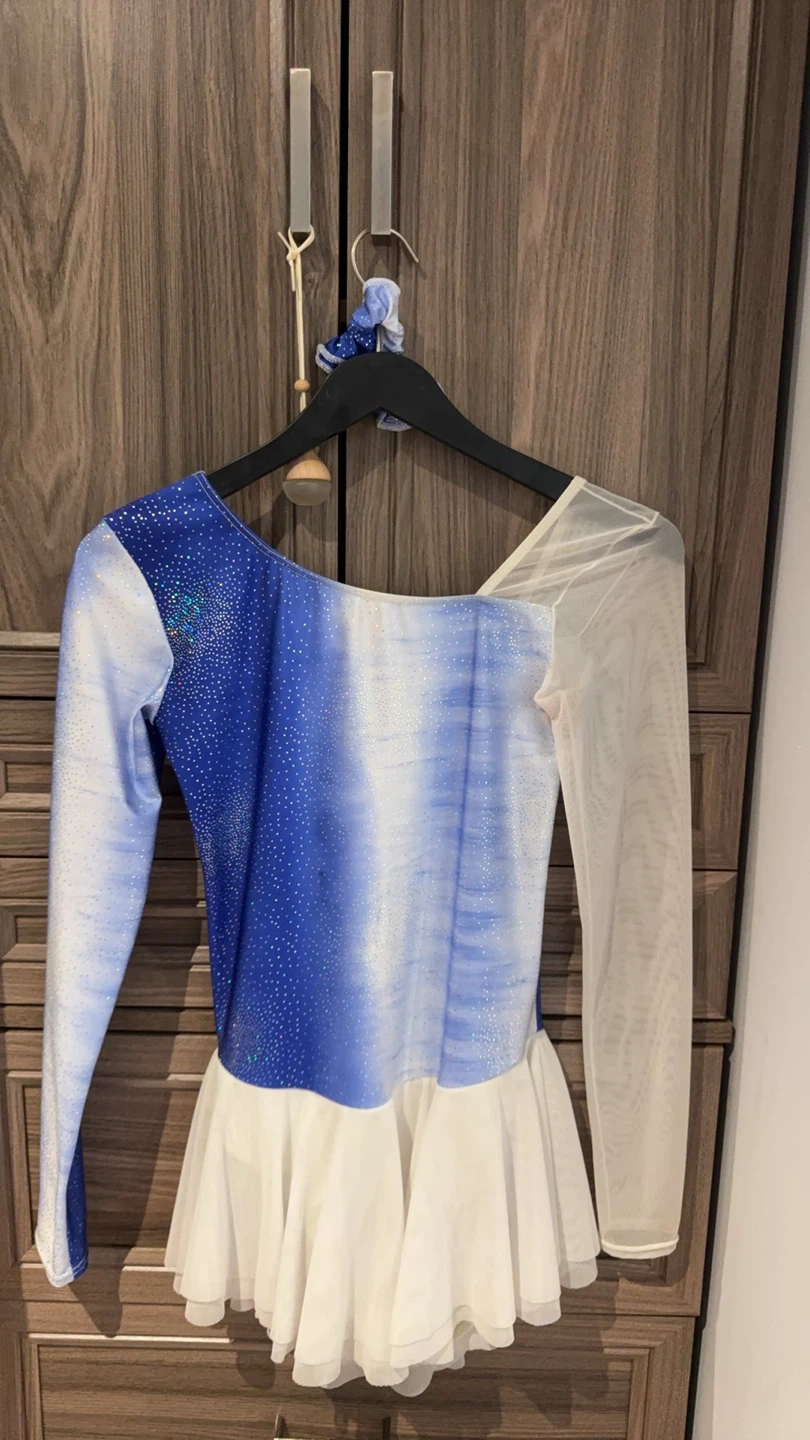 Ice Skating Dress Blue White Sparkle