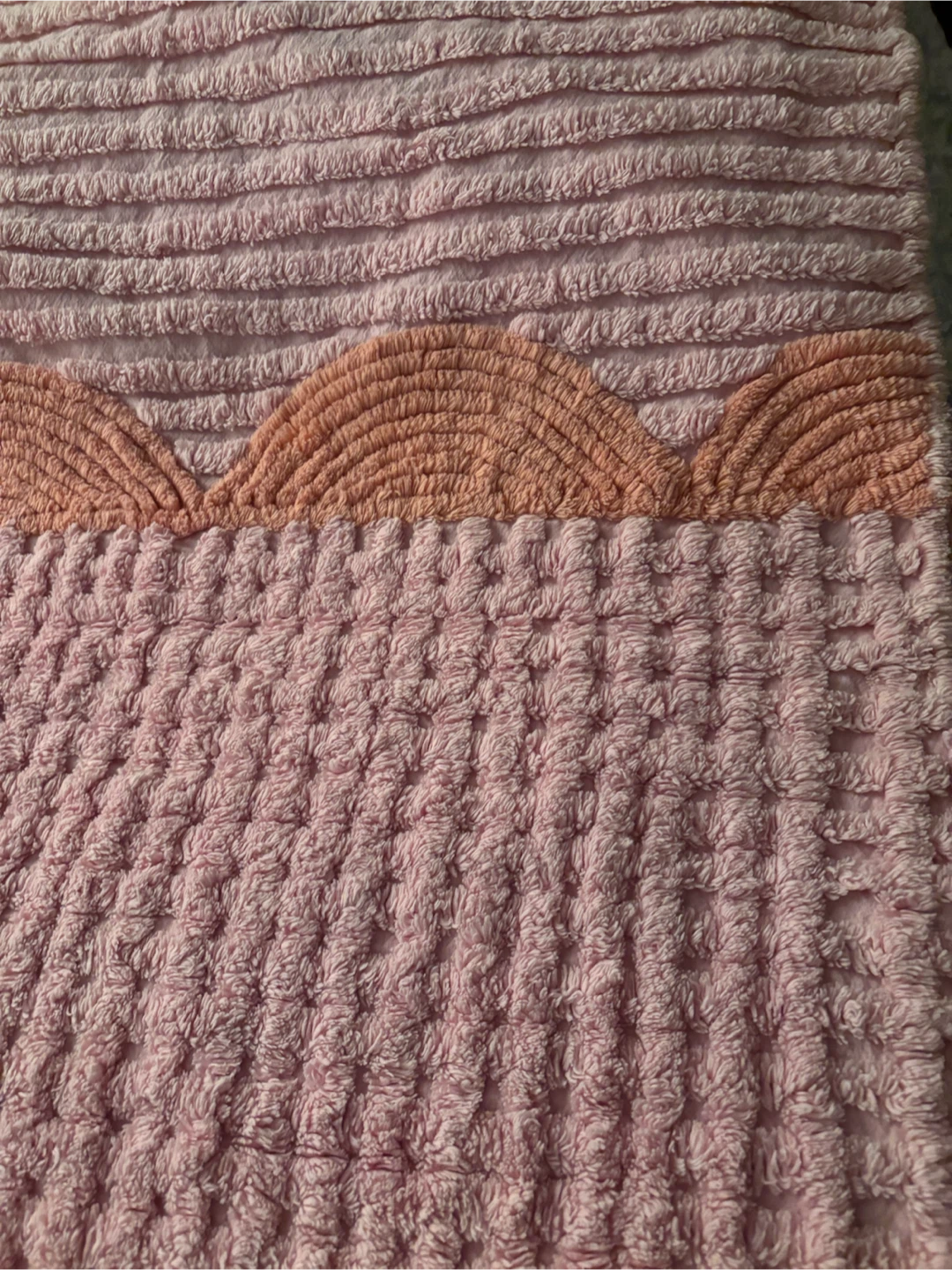 Pink chenille vintage bedspread