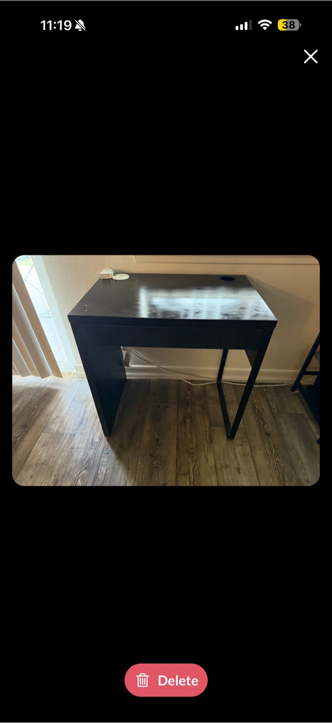 Black Writing Desk with Drawer