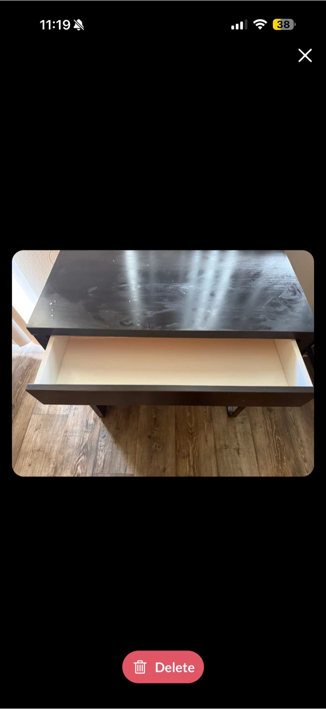 Black Writing Desk with Drawer - photo 2
