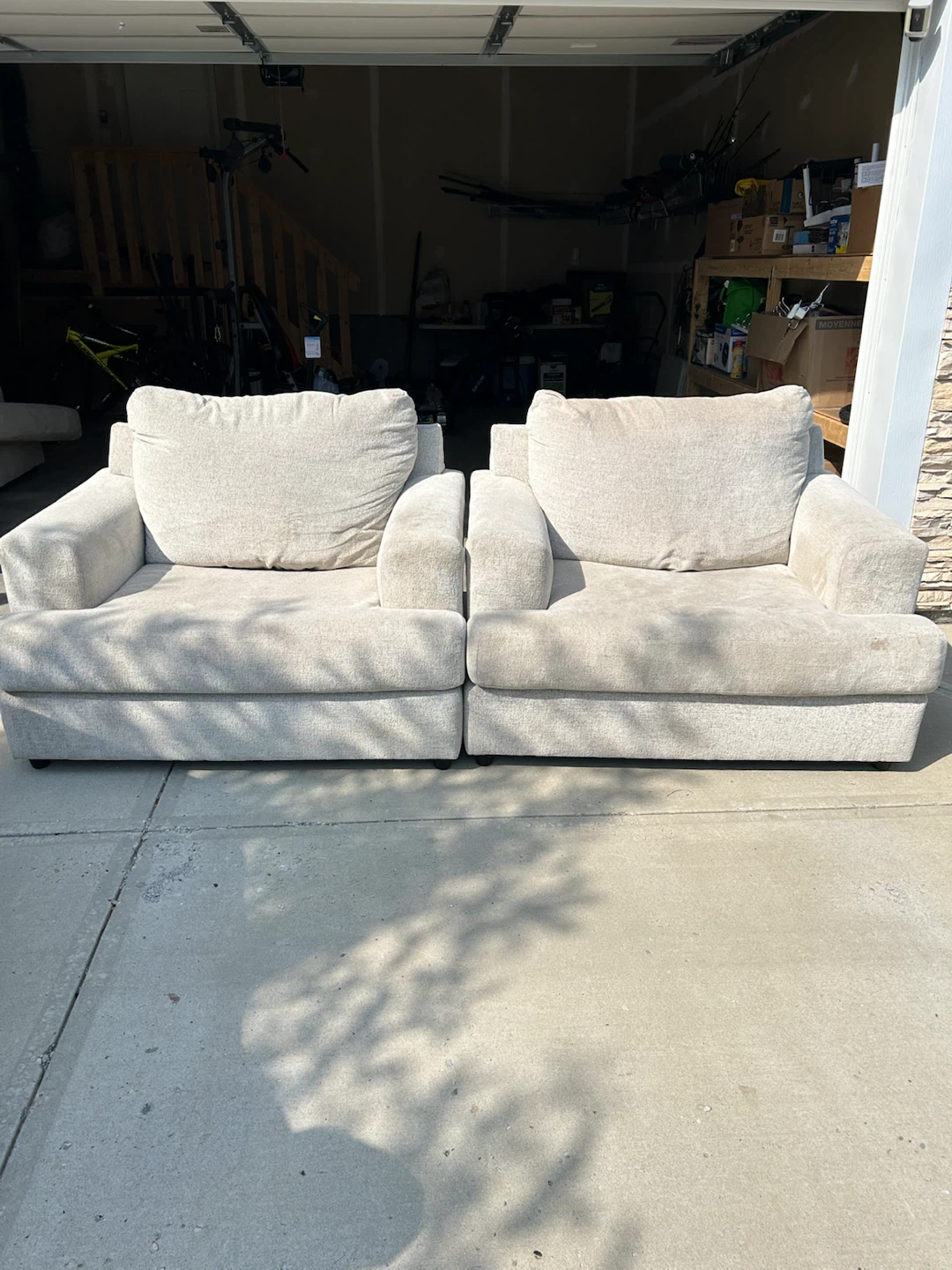 Light Beige Fabric Loveseat Couch