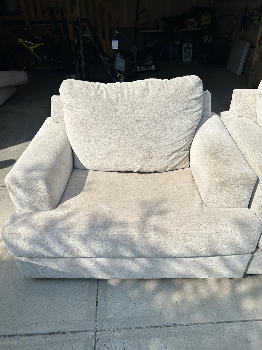 Light Beige Fabric Loveseat Couch - photo 2