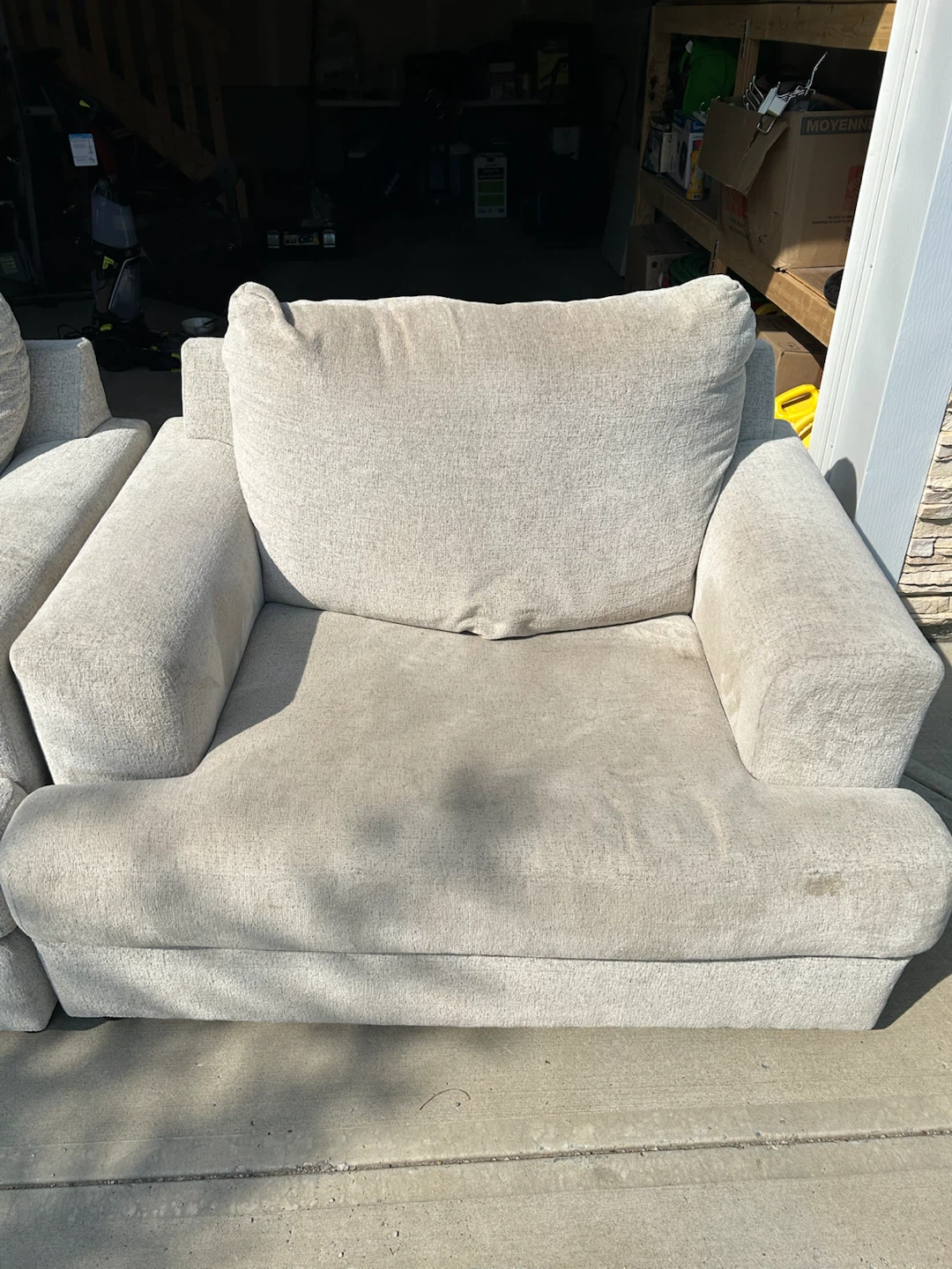 Light Beige Fabric Loveseat Couch - photo 3