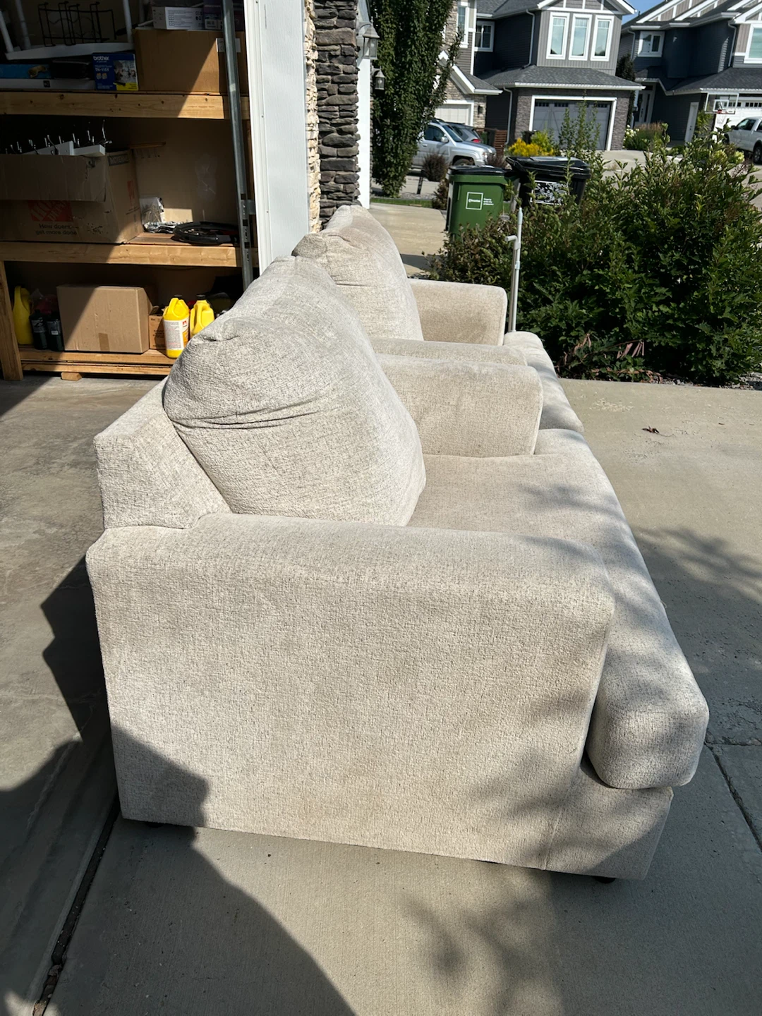Light Beige Fabric Loveseat Couch - photo 4