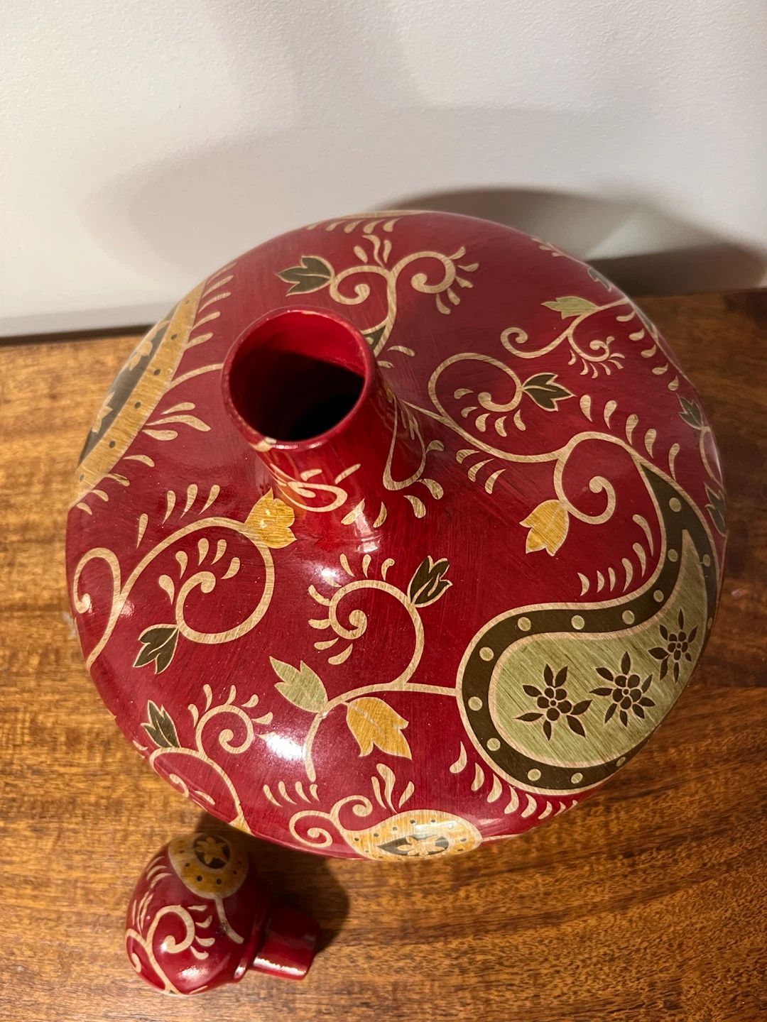 Vintage Pier 1 Decorative Red Paisley Bottle - photo 2
