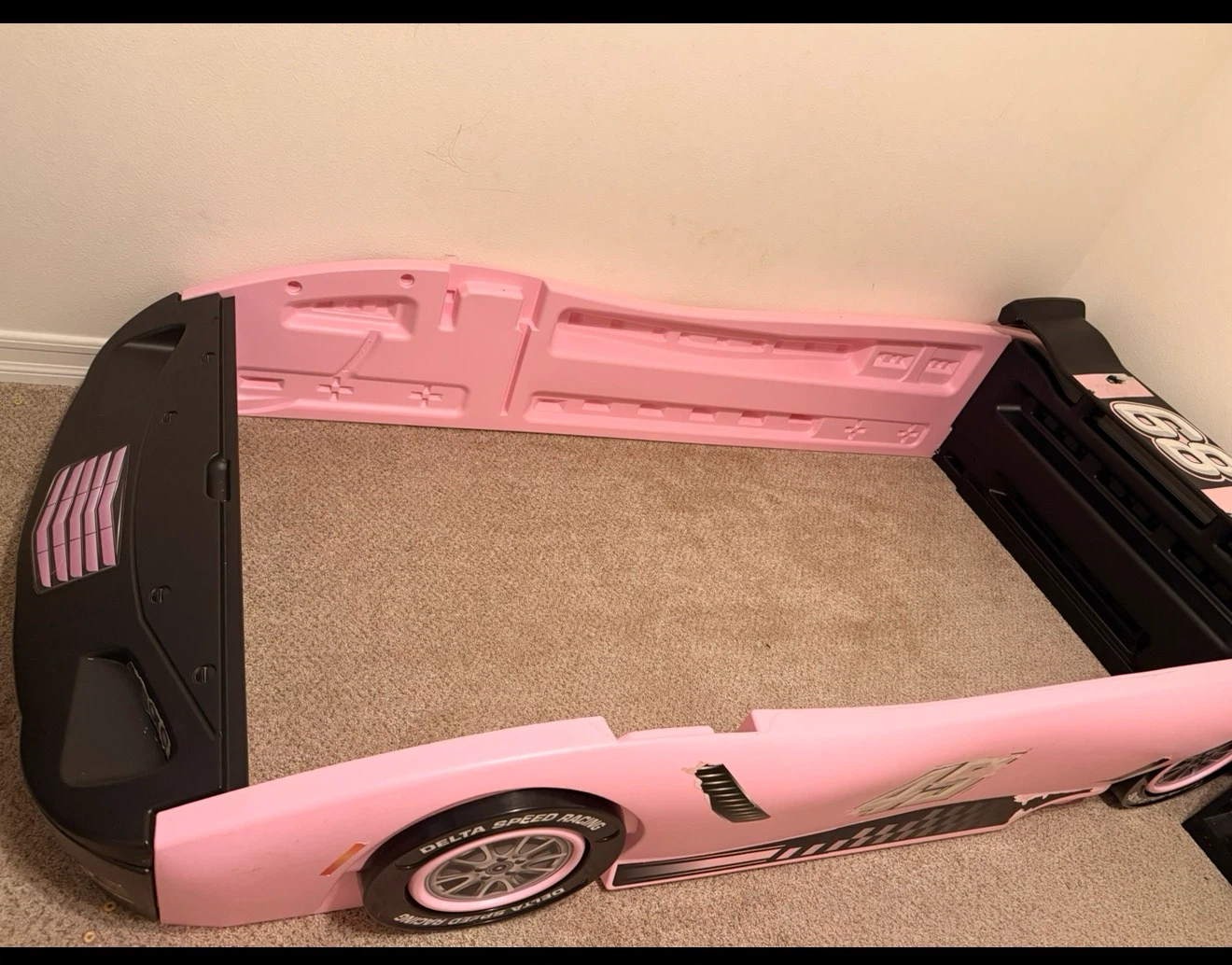 Kids Race Car Toddler Bed - Pink