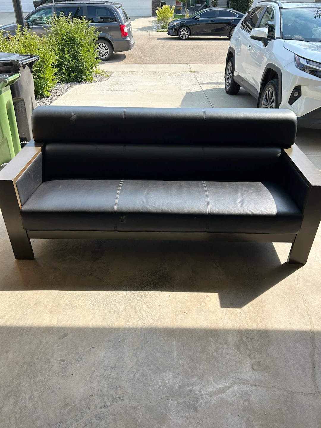 Black Faux Leather Sofa