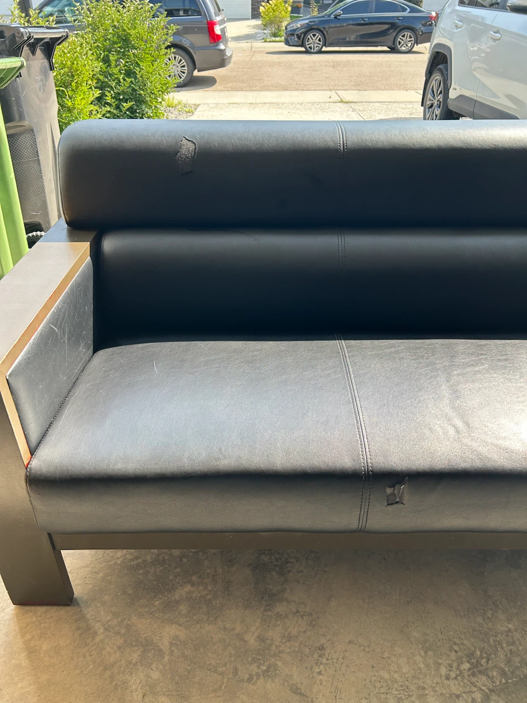 Black Faux Leather Sofa - photo 2