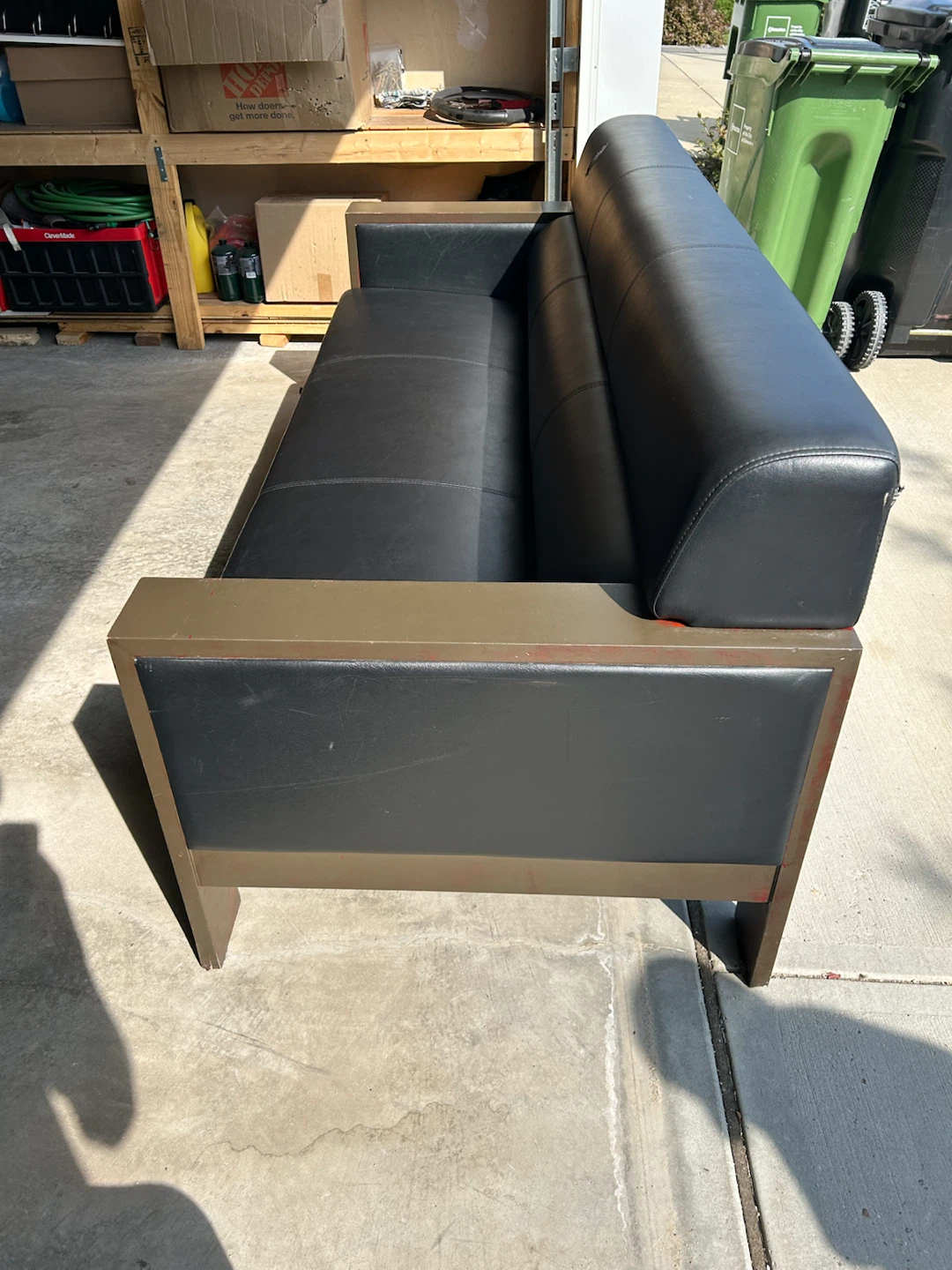 Black Faux Leather Sofa - photo 3