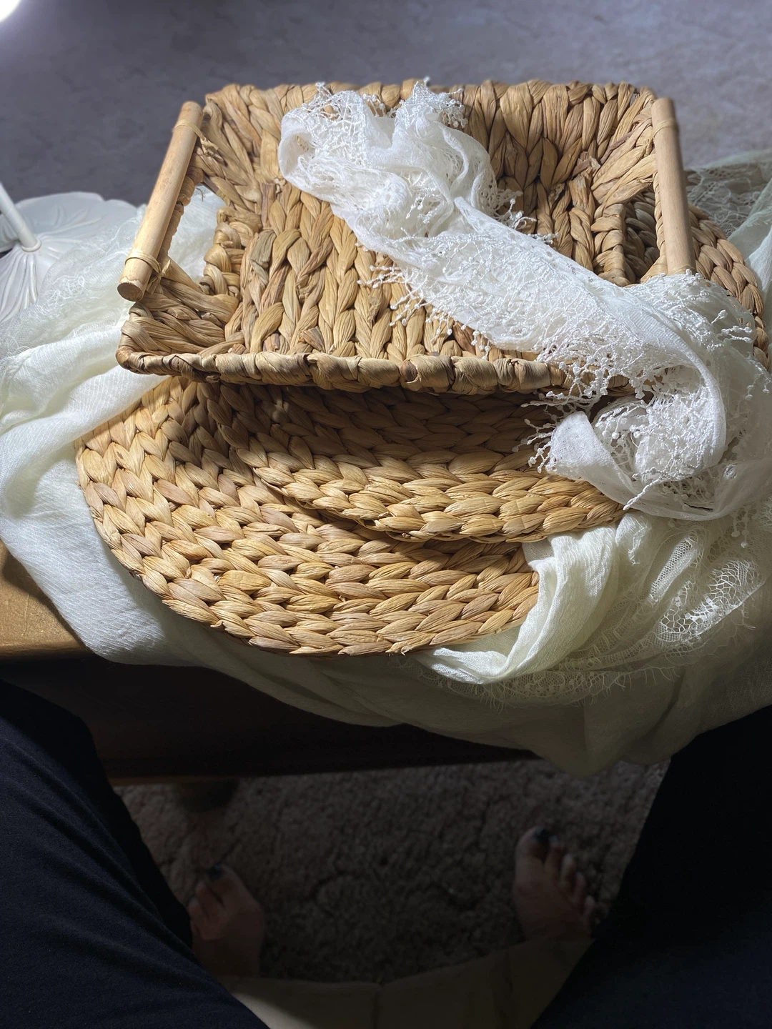 Woven Water Hyacinth Tray and Placemats Set