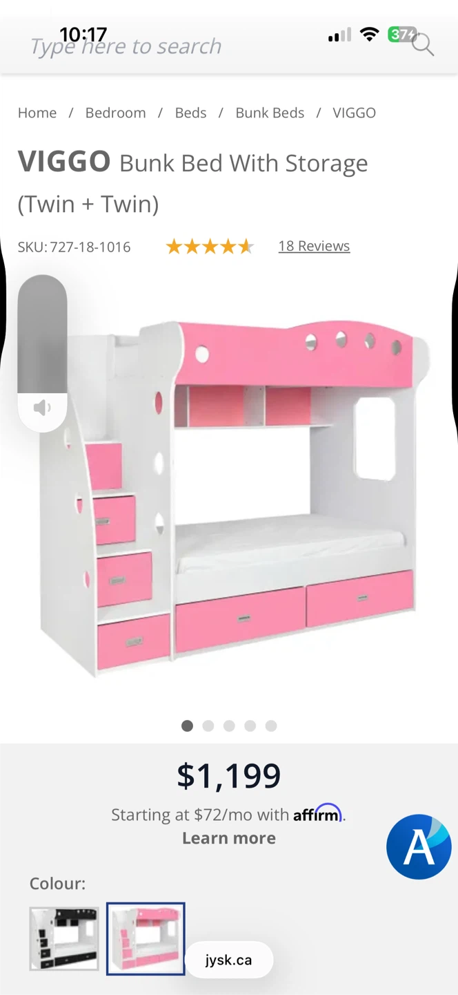 Pink and White Twin Bunk Bed with Stairs - photo 2