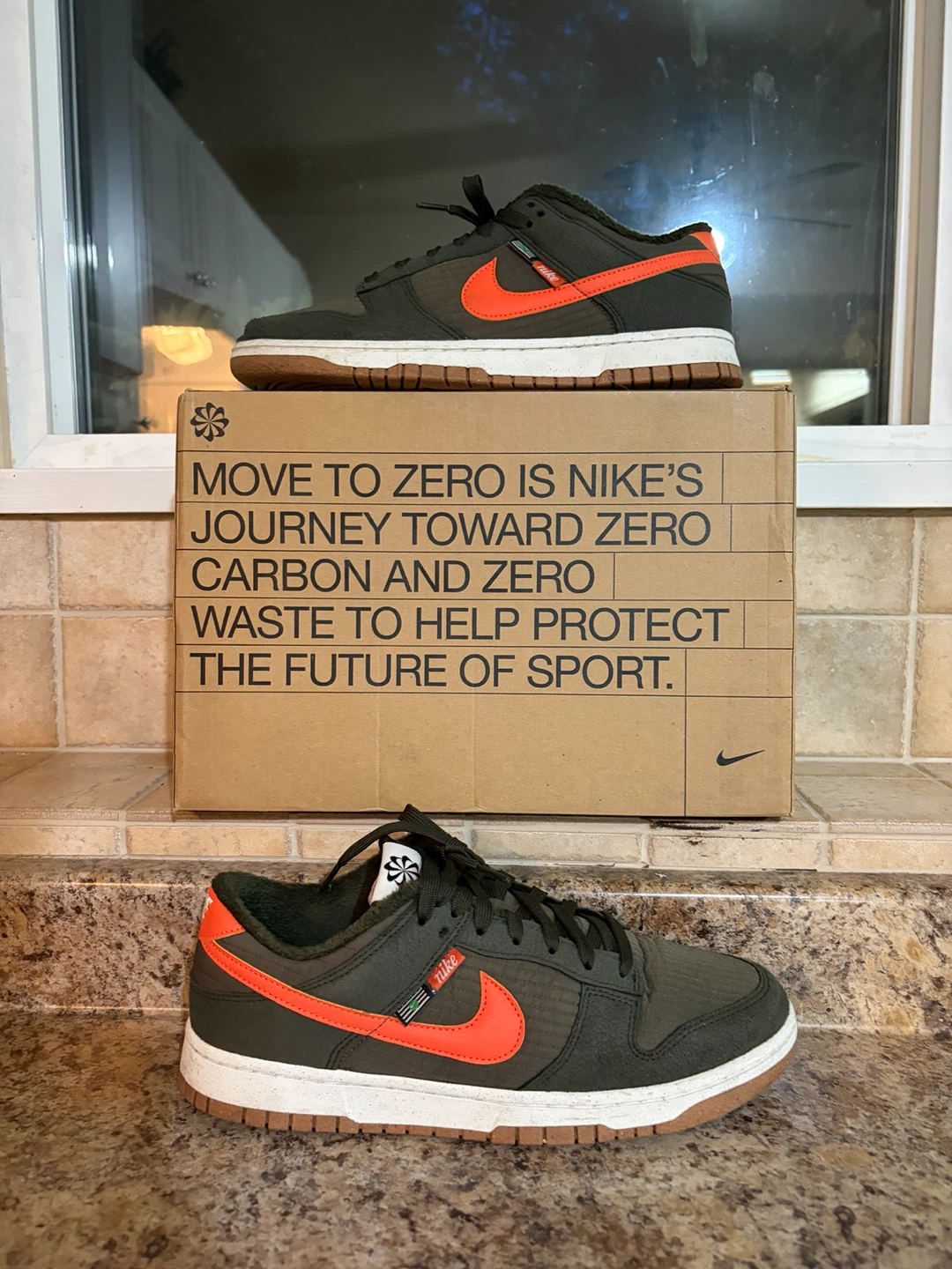 Nike Dunk Low "Move to Zero" Sneakers - Olive Green/Orange