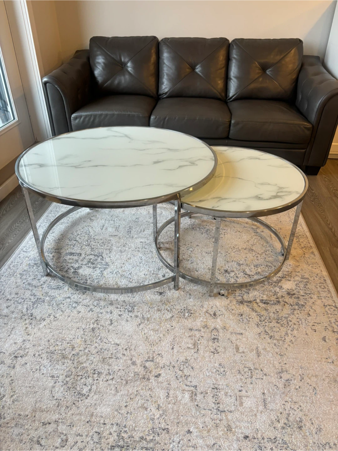 Nested Round Coffee Tables with Marble Top