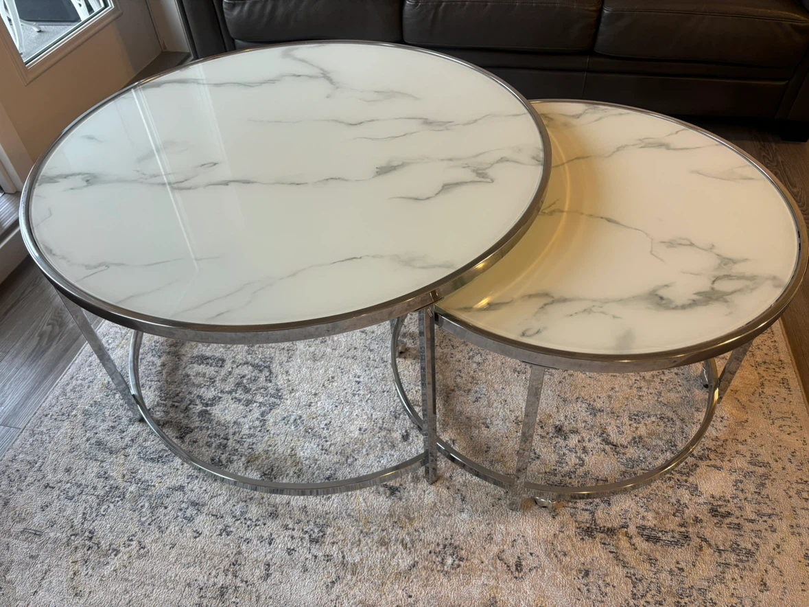 Nested Round Coffee Tables with Marble Top - photo 2