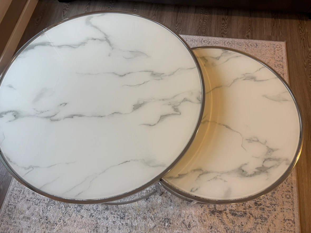 Nested Round Coffee Tables with Marble Top - photo 3