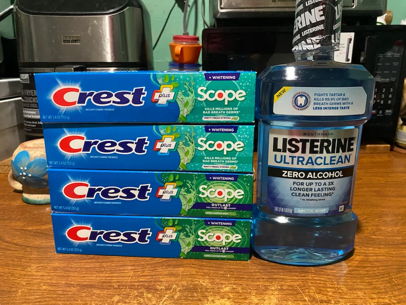 Crest + Scope Toothpaste & Listerine Ultraclean Mouthwash Bundle