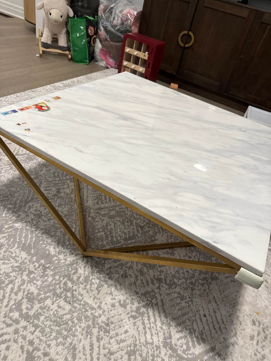 Marble coffee table with gold legs