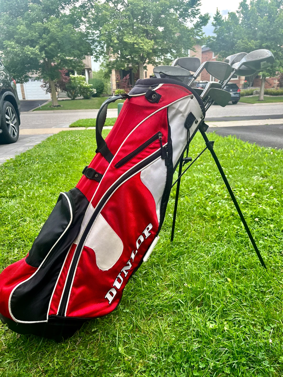 Golf clubs and bag