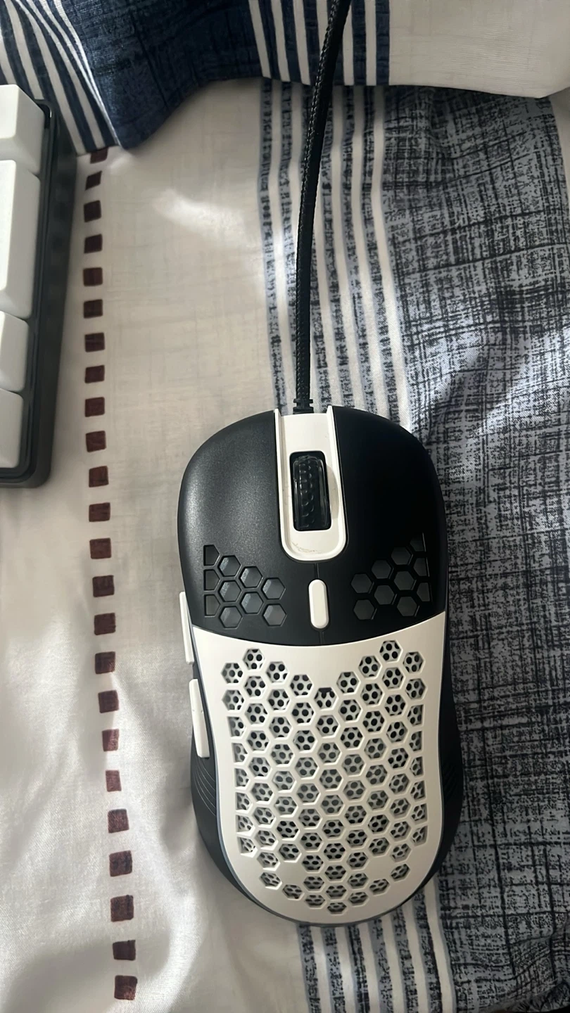 White and Black Honeycomb Gaming Mouse