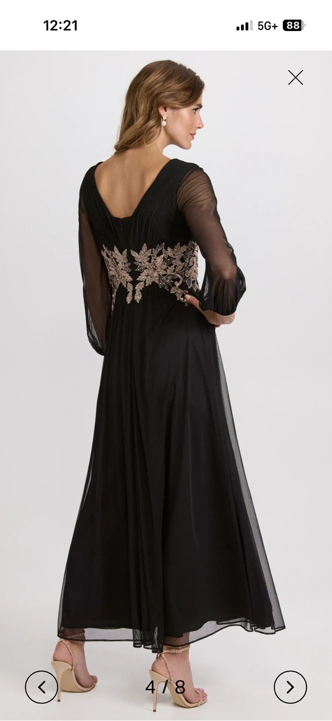 Laura Black Maxi Dress with Metallic Floral Appliqué - photo 4