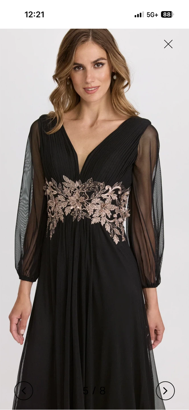 Laura Black Maxi Dress with Metallic Floral Appliqué - photo 5