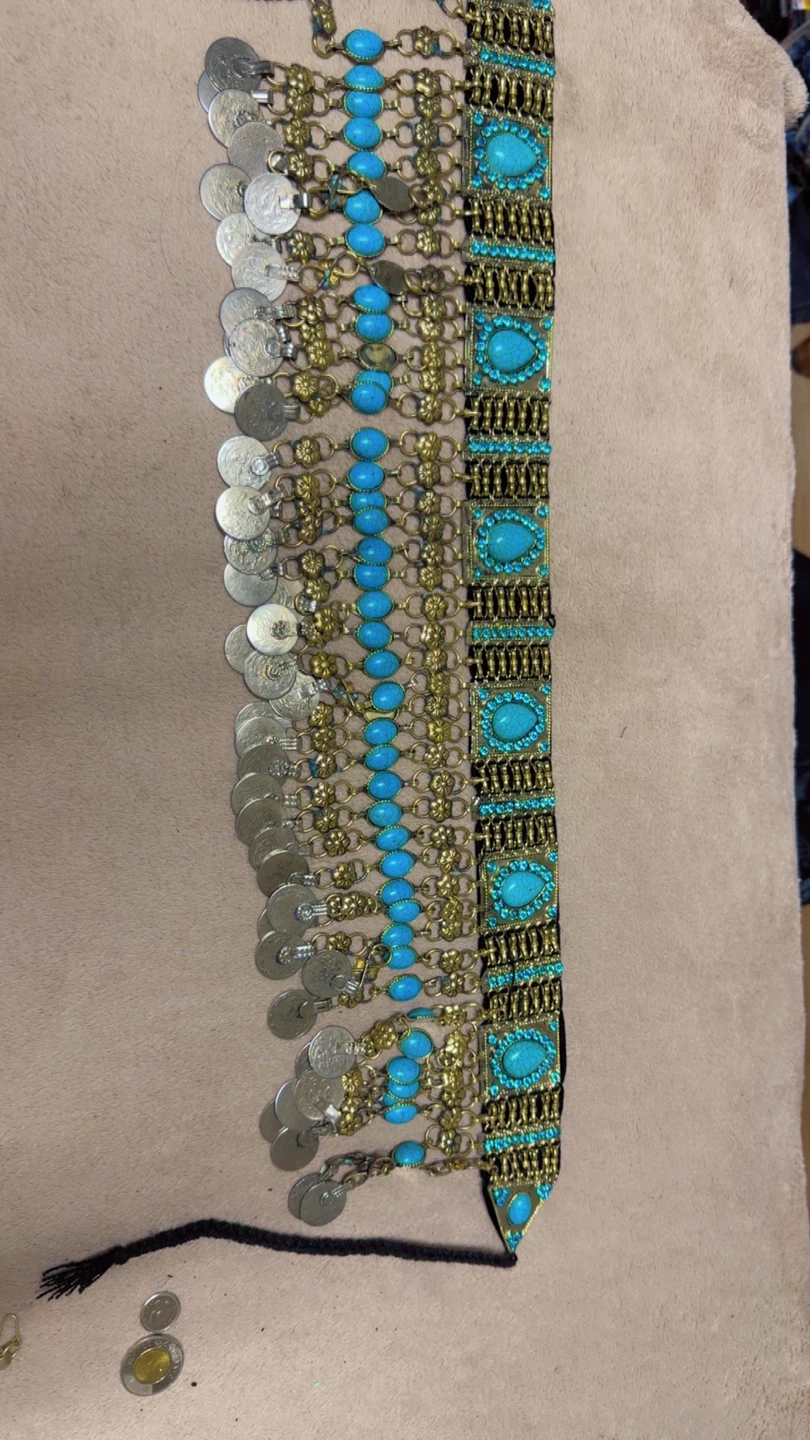 ABohemian Coin and Turquoise Belly Chain/Belt