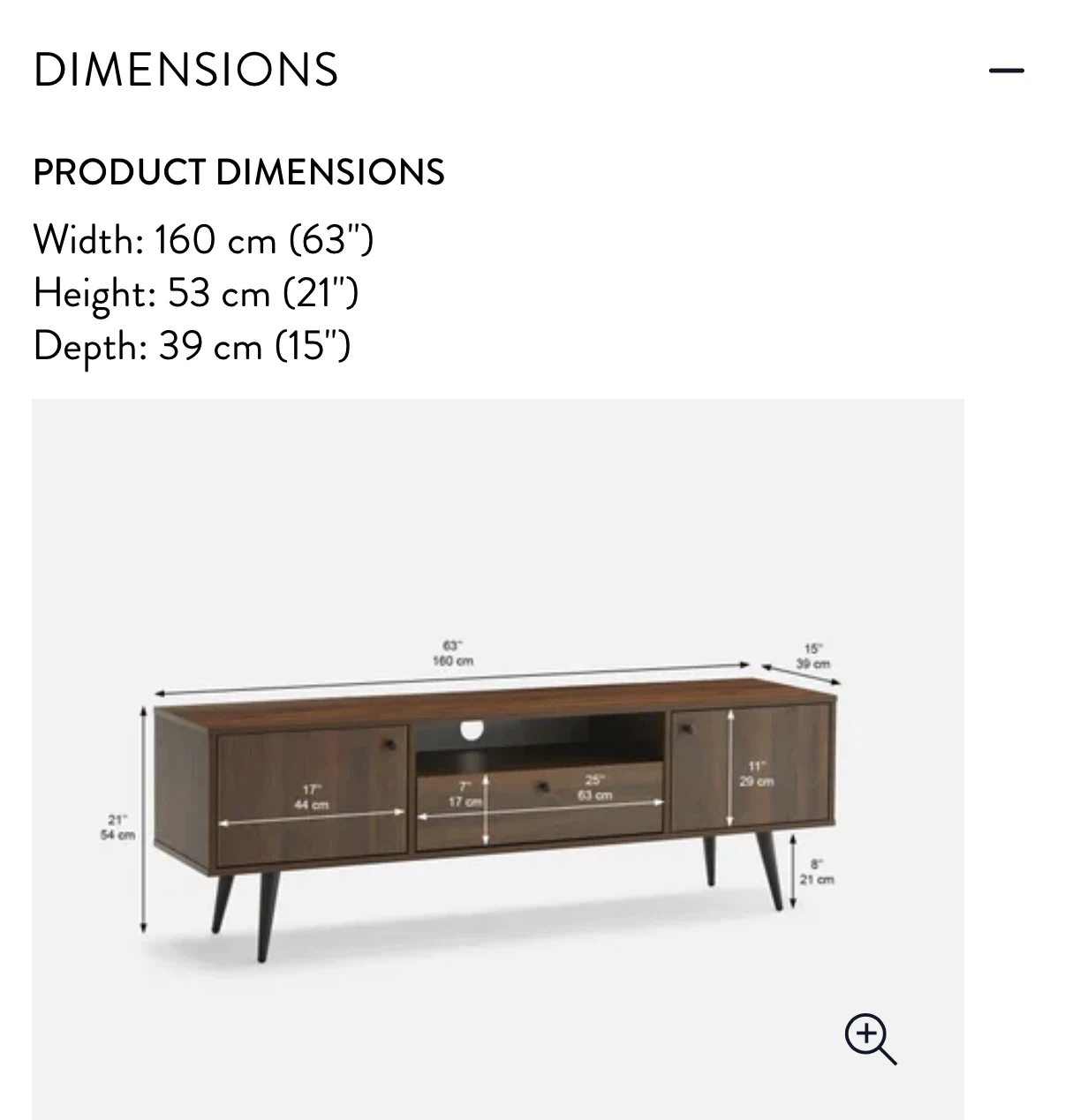 Walnut Finish TV Stand with Drawer and Cabinets - photo 3