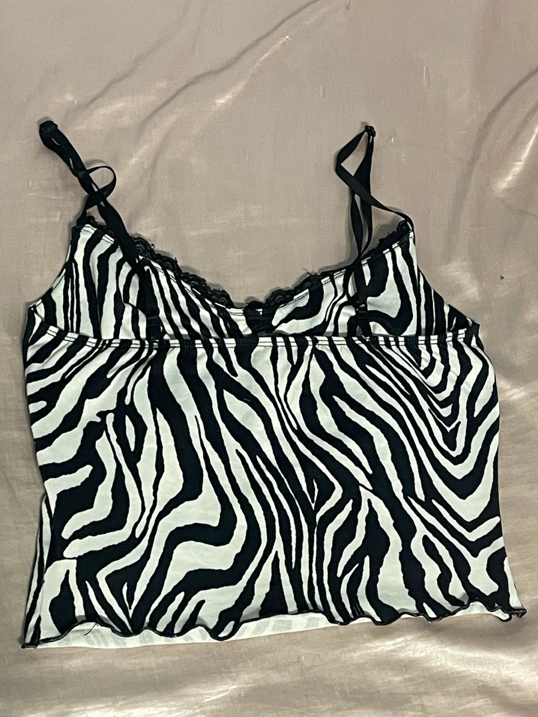 Zebra Print Cami Top with Lace Trim - photo 2